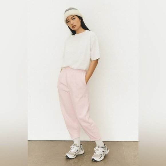ZARA Women’s Light Pink Barrel-Leg Fleece Joggers Size M - Picture 1 of 8